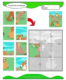 Puzzle Kes Yapıştır Çalışma Sayfaları